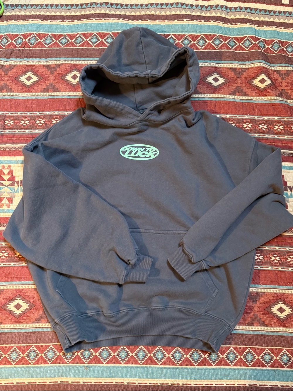 Cold Culture Down To Luck Navy Hoodie with Mint Logo XS